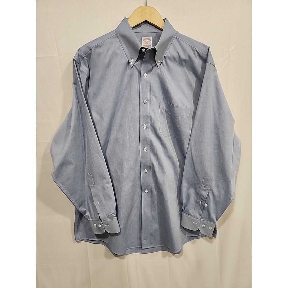 Brooks Brothers Button-Down Shirt Mens Size 17-4/5,‎ Long Sleeve Blue, Pocket